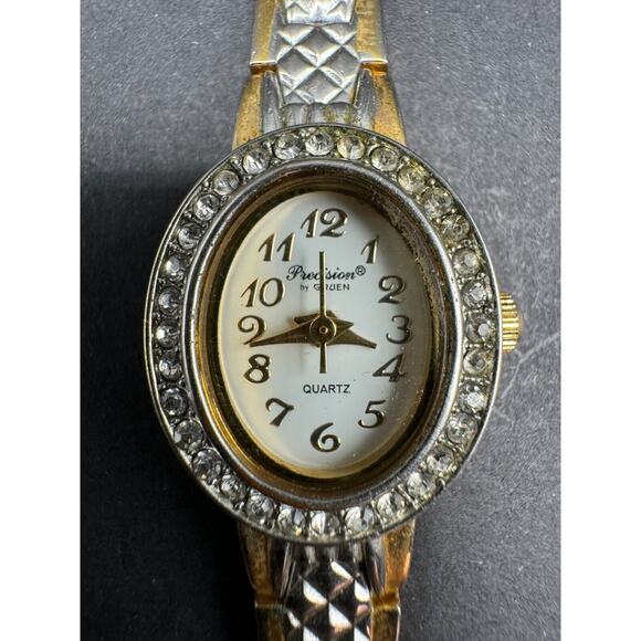 Precision by Gruen GP447L Gold and Silver Crystal Oval Ladies Quartz Watch main image 4